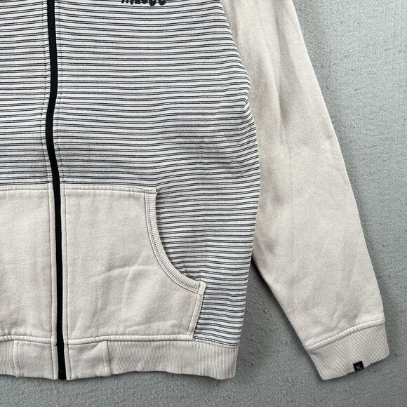 Lost Skateboard Hoodie Men’s Medium Tan Striped Full Zip Surf Sweatshirt - Picture 3 of 16